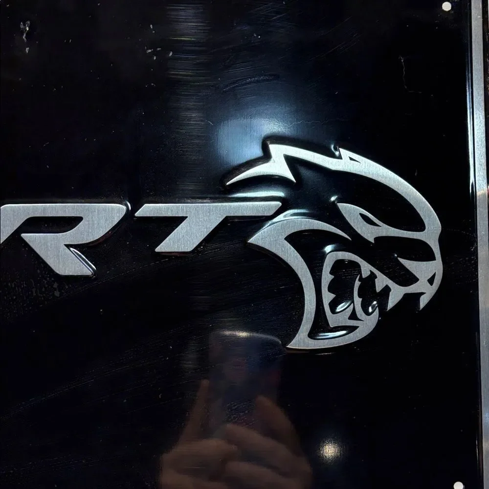 SRT Black and Silver Metal Sign